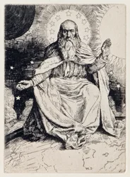 La creación del mundo de El Paraíso Perdido de John Milton, una serie de 12 ilustraciones grabadas por William Strang